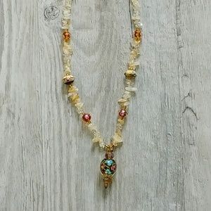 Handmade Glass and Stone Necklace